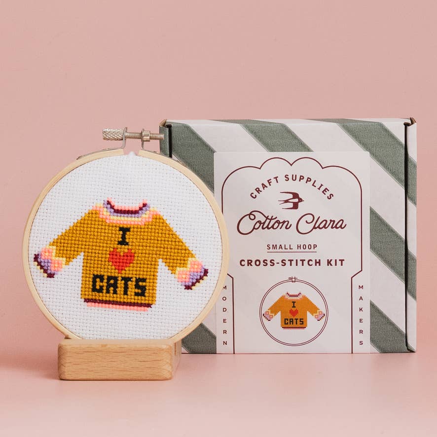 Cotton Clara | I Love Cats | Cross Stitch Kit