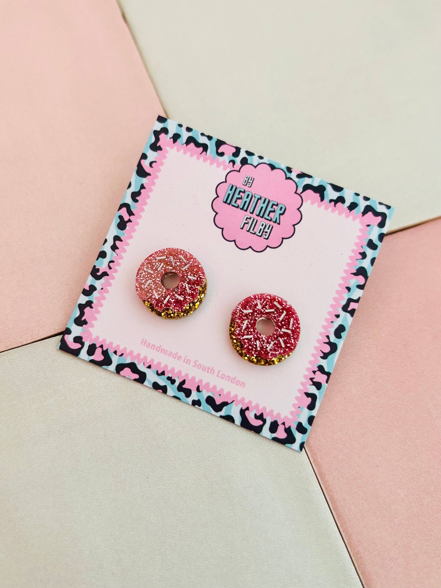 By Heather Filby | Glitter Stud Earrings | Doughnuts