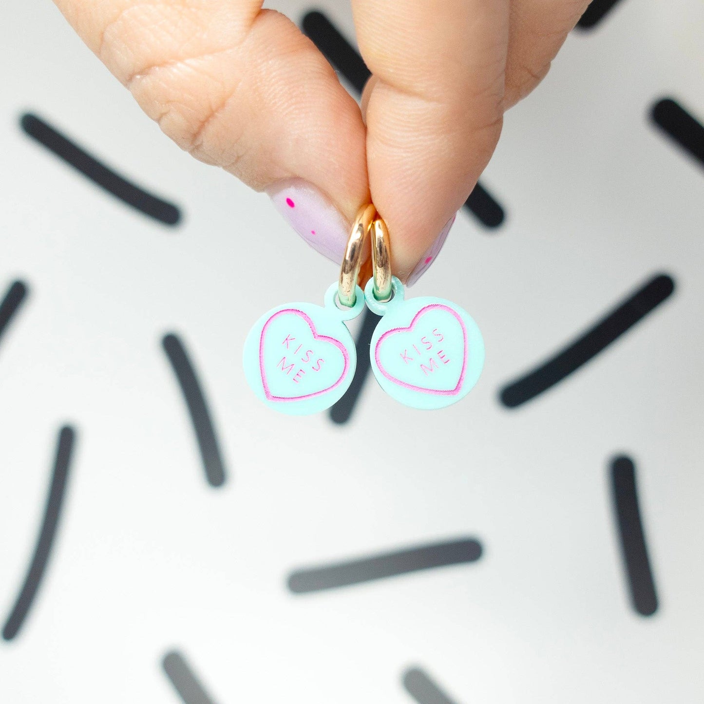 Silly Loaf | Love Heart Huggies Earrings | Kiss Me