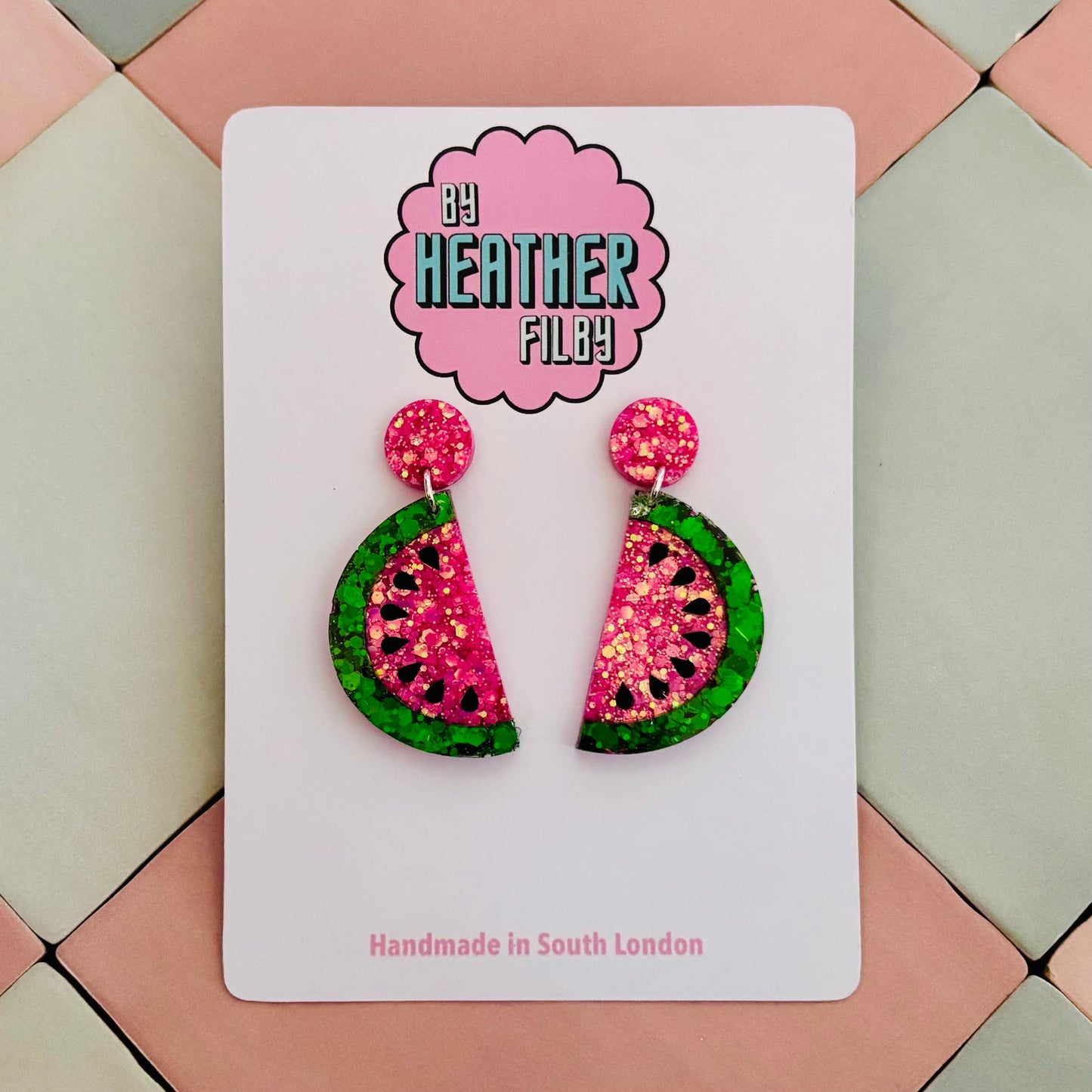 By Heather Filby | Glitzy Glitter Earrings | Watermelon
