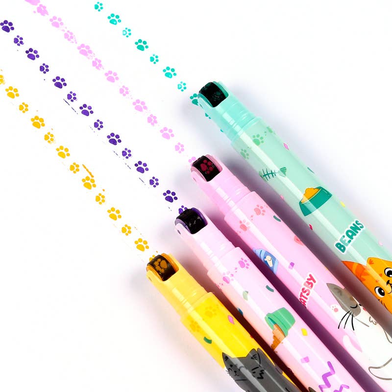 Beans & Co Cat 2-in-1 Highlighter & Stamp Wheel Pen, Puckator in Store only