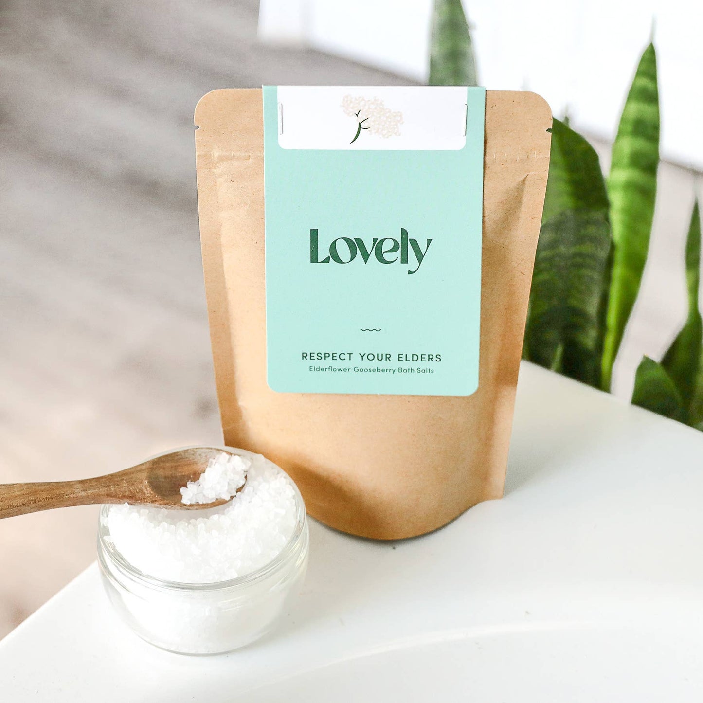 Lovely Skincare | Bath Salts | Respect Your Elders -Elderflower and Gooseberry