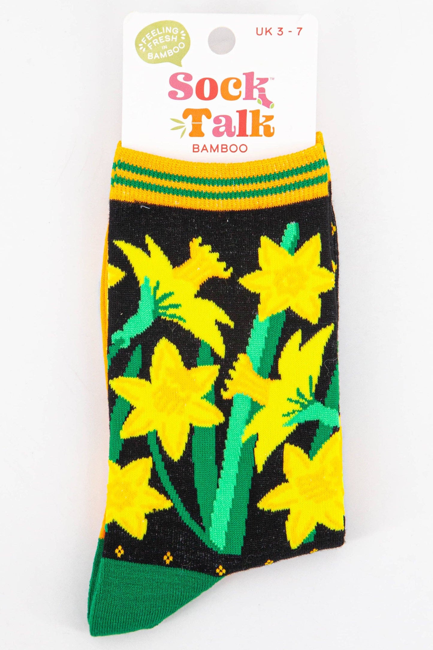 Sock Talk | Women's Welsh Daffodil Floral Print Bamboo Socks | UK 3-7 | EU 36-40