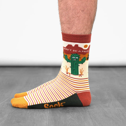 Sock Talk | Men's Combed Cotton Crew Socks | Cream, Prickly Cactus | UK 7-11