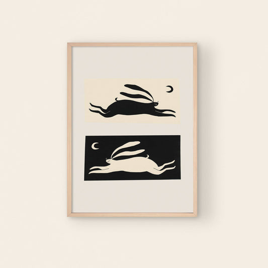 Little Black Cat | A4 Print | Negative / Positive Hare