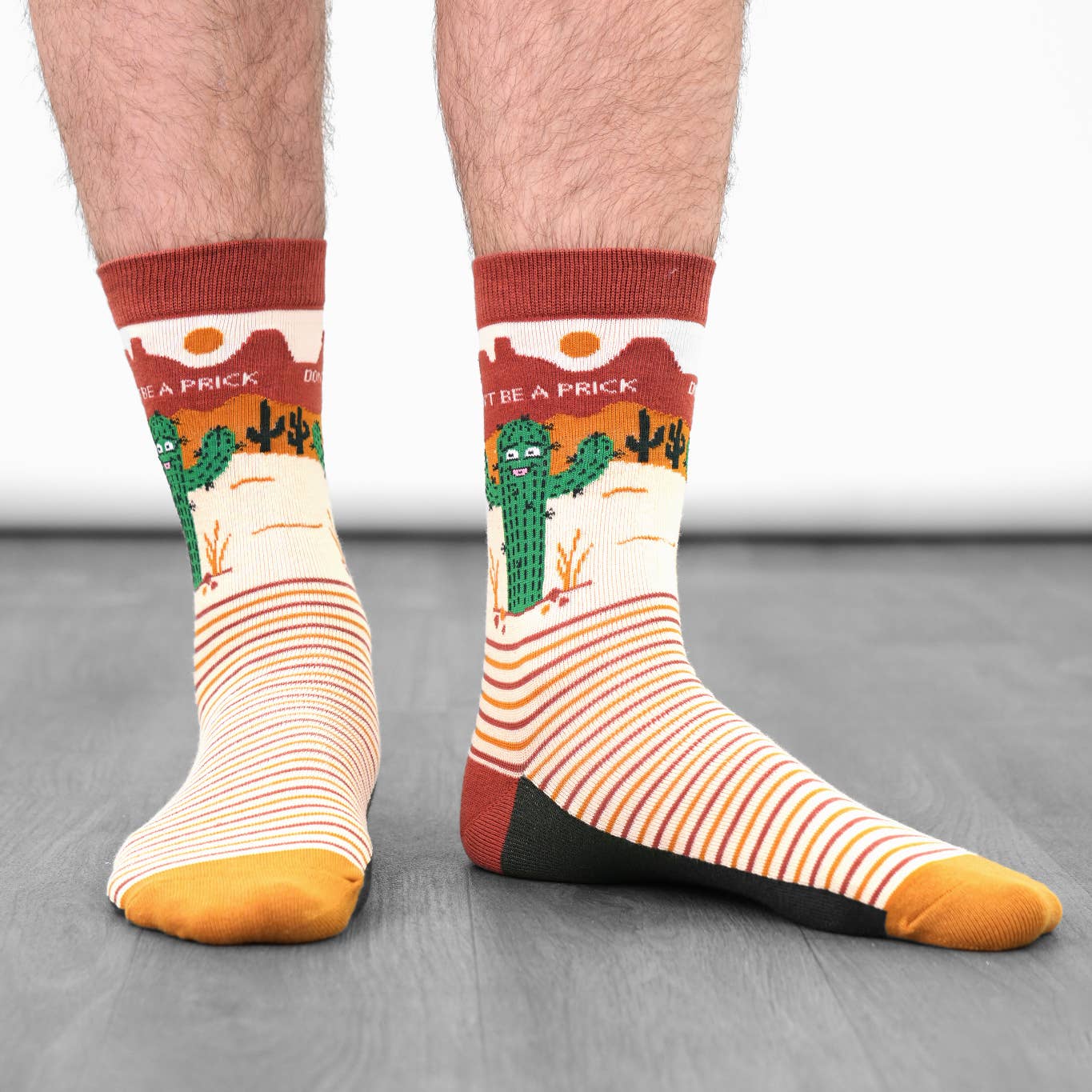 Sock Talk | Men's Combed Cotton Crew Socks | Cream, Prickly Cactus | UK 7-11