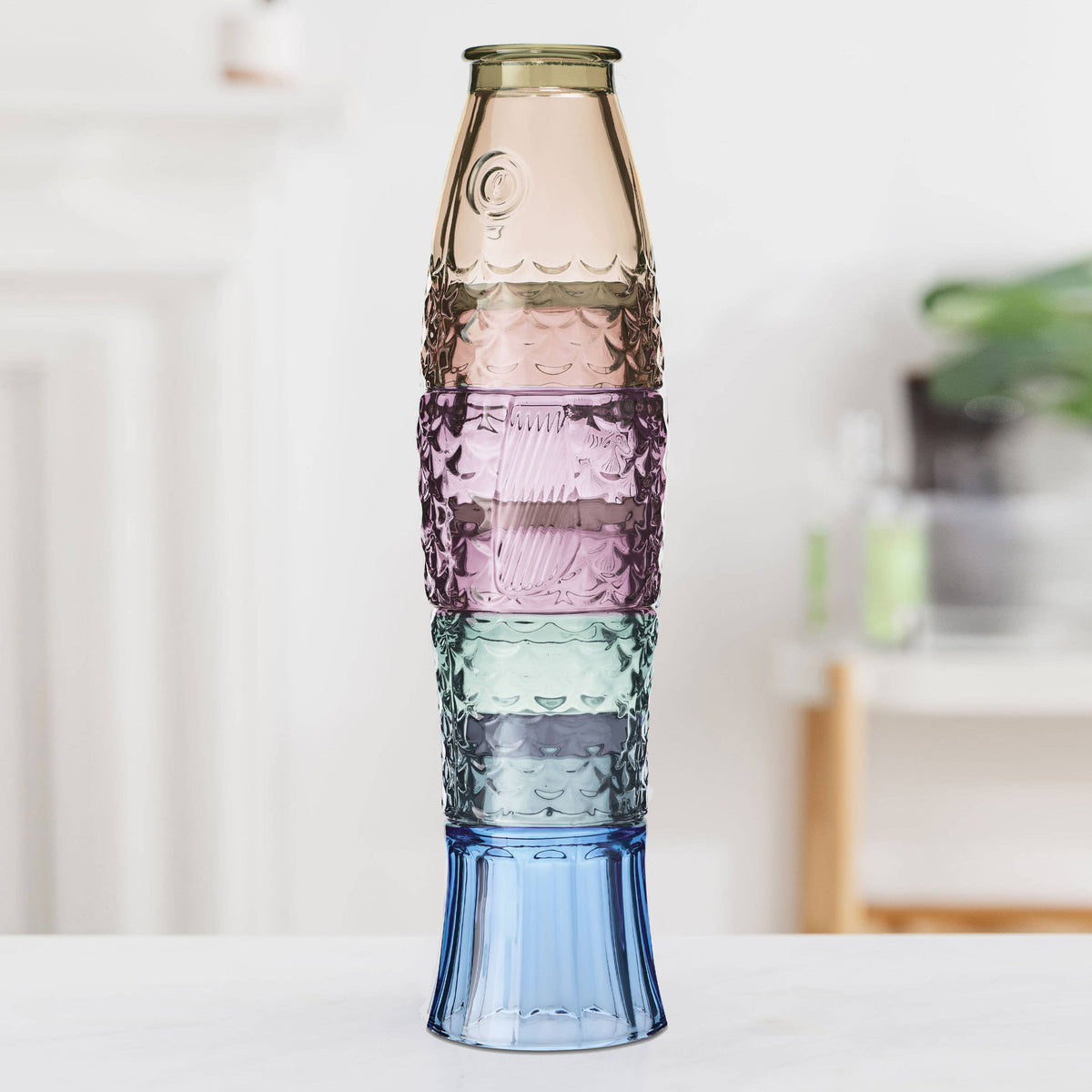 UBERSTAR | Rainbow Fish Stacking Drinking Glass | Set of 4
