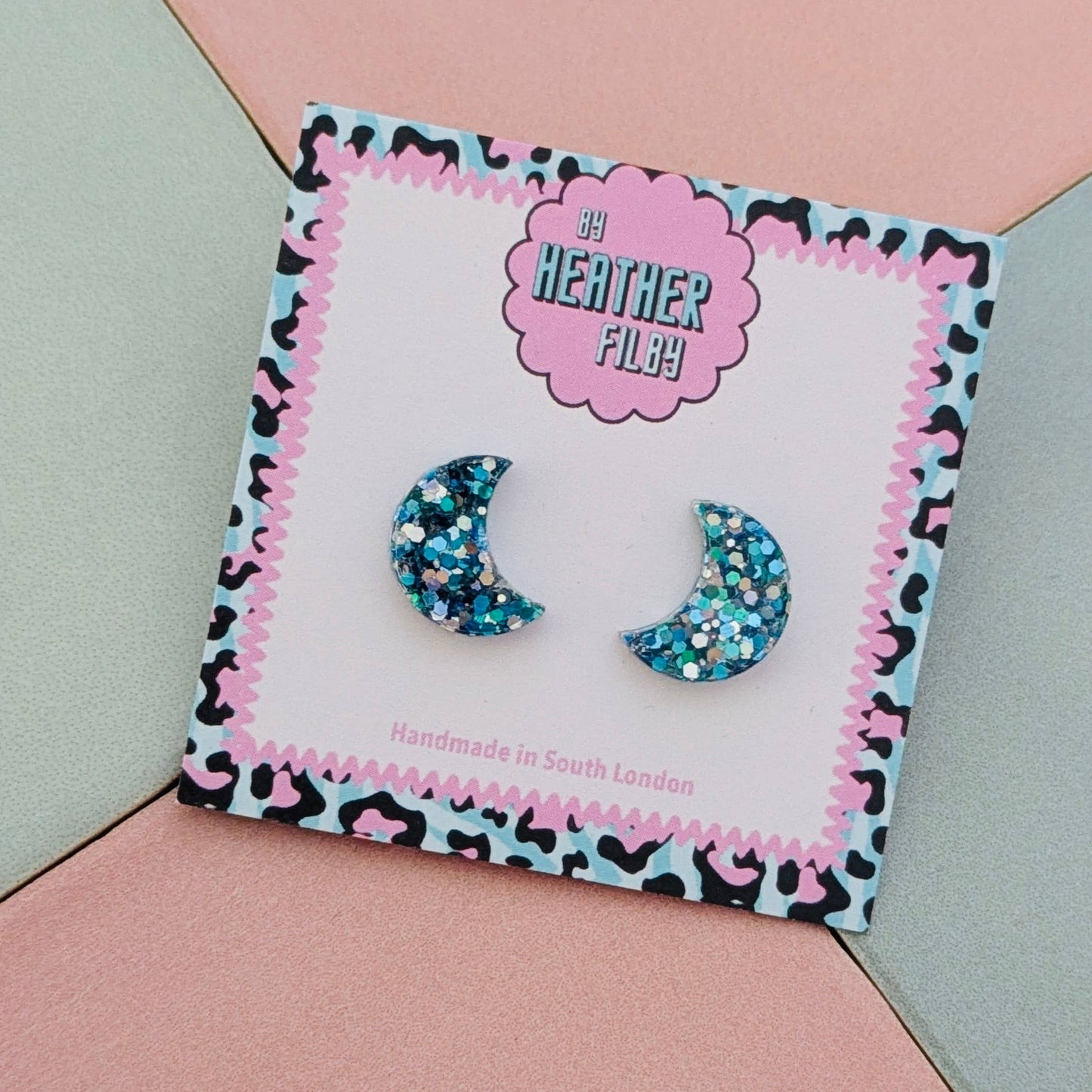 By Heather Filby | Glitter Stud Earrings | Moon (Purple)