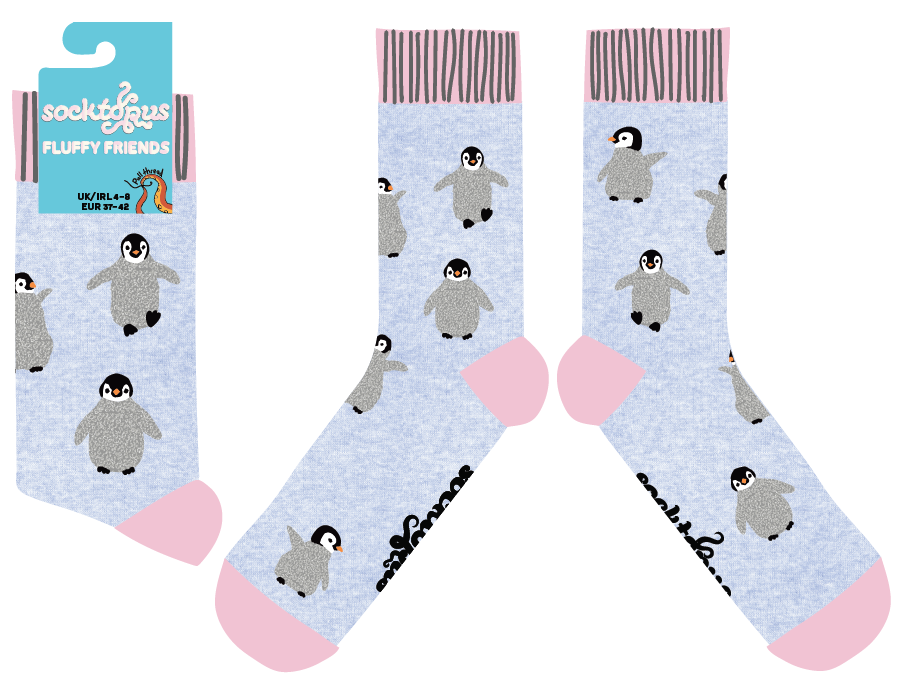 Socktopus | Fluffy Penguin | Blue Marl | S UK 4-8
