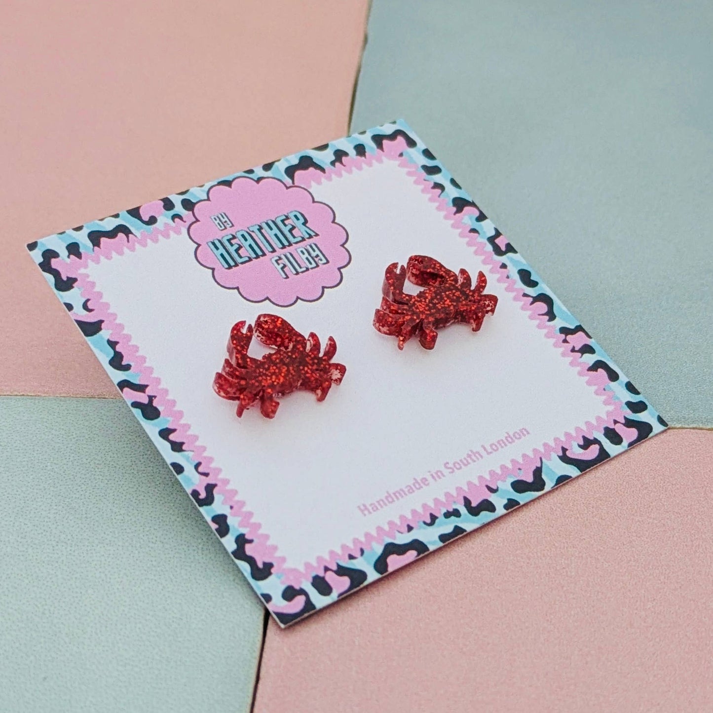 By Heather Filby | Glitter Stud Earrings | Crab