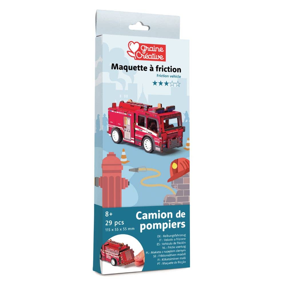 Graine Creative | Wooden 3D Model | Fire Truck