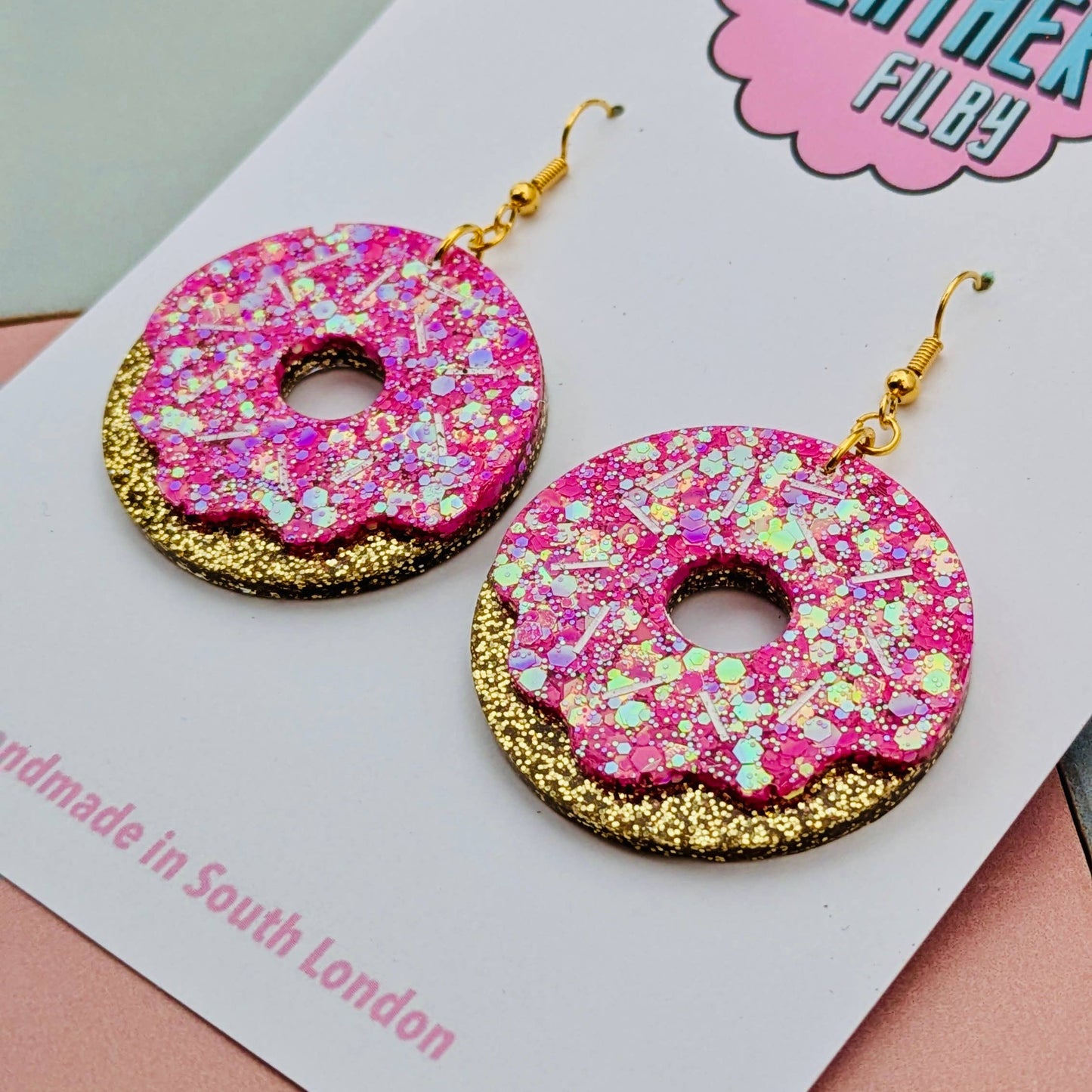 By Heather Filby | Glitzy Glitter Earrings | Doughnut