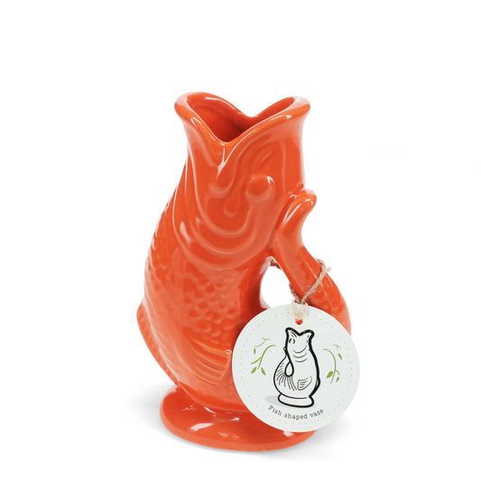 Rex | Ceramic Fish Vase | Orange