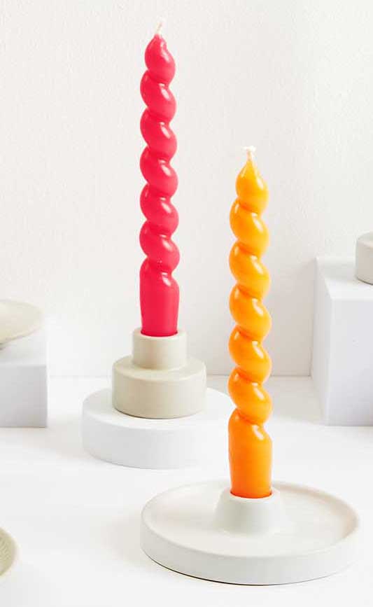 Rico | Spiral Candle | Soft Neon Pink