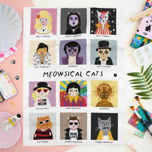 Niaski | Tea Towel | Meowsical Cats