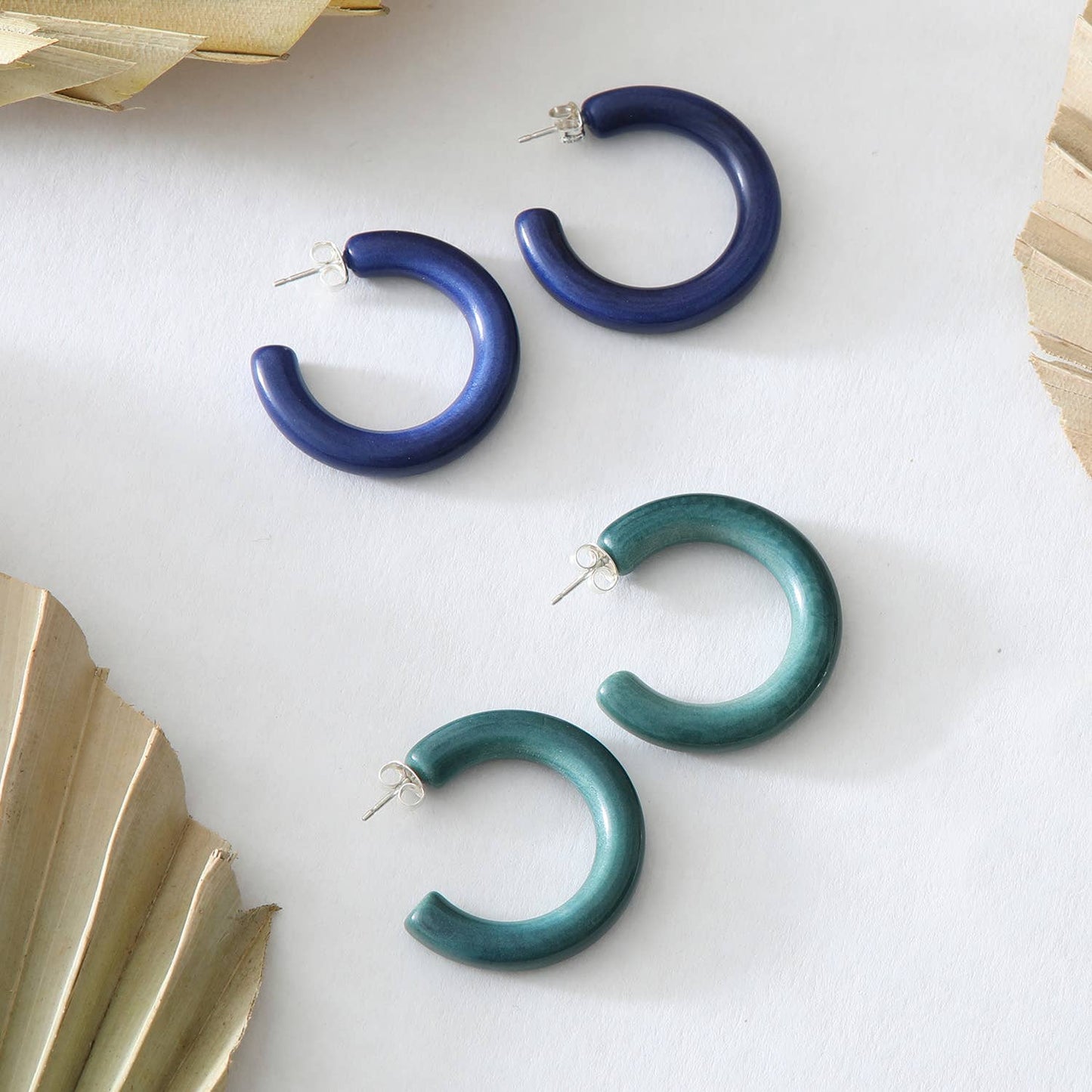 Just Trade | Magda Large Hoop Studs Teal