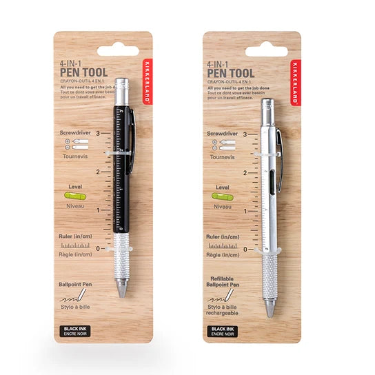 Kikkerland | 4-in-1 Pen Tool | Silver or Black