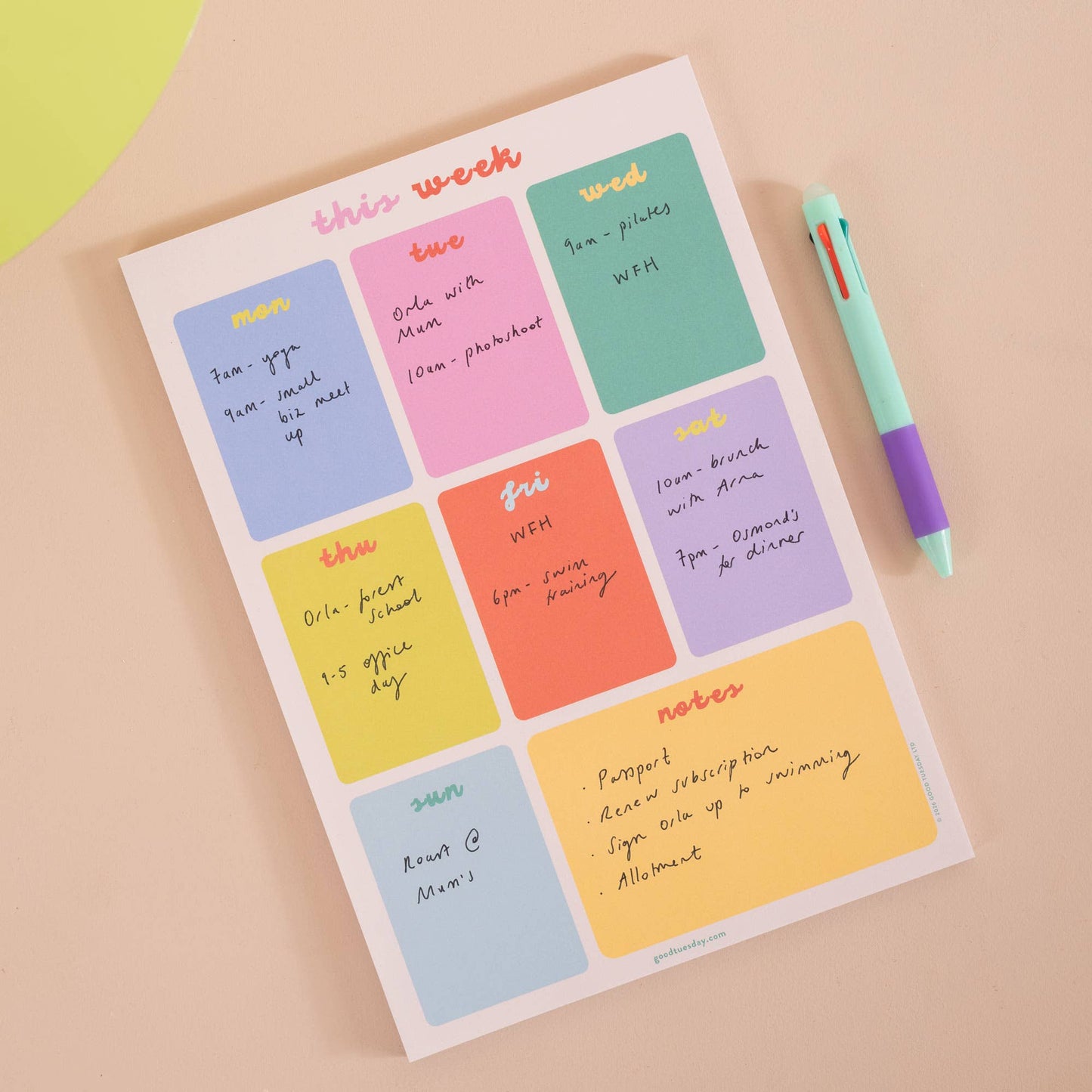 Good Tuesday | A4 Weekly Planner Pad | Bright Side