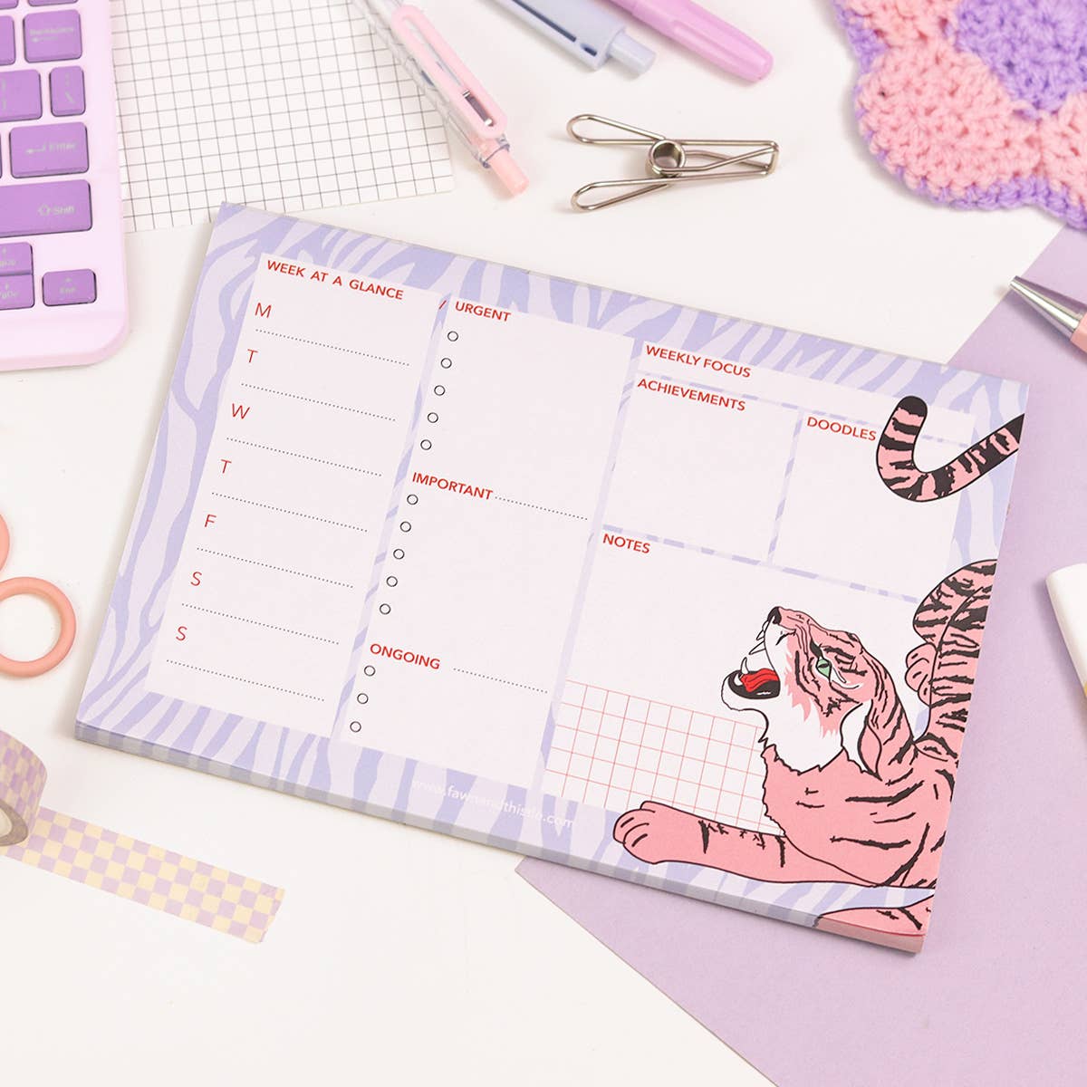 Fawn & Thistle | Weekly Desk Pad Planner | Tiger