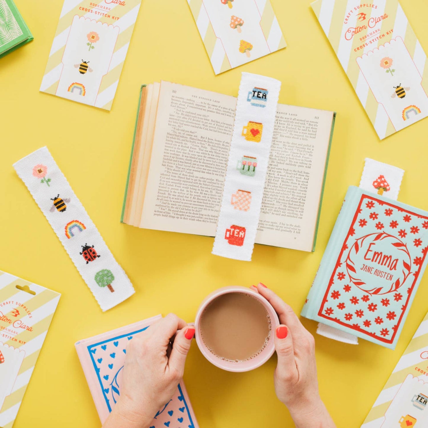 Cotton Clara | Tea/Mugs | Cross Stitch Bookmark Kit