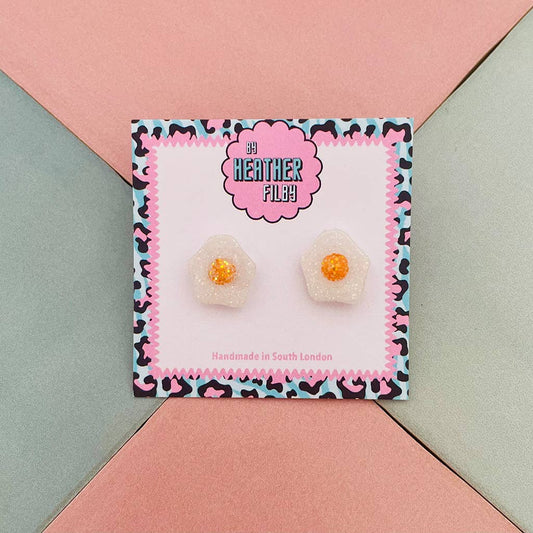 By Heather Filby | Glitter Stud Earrings | Fried Egg