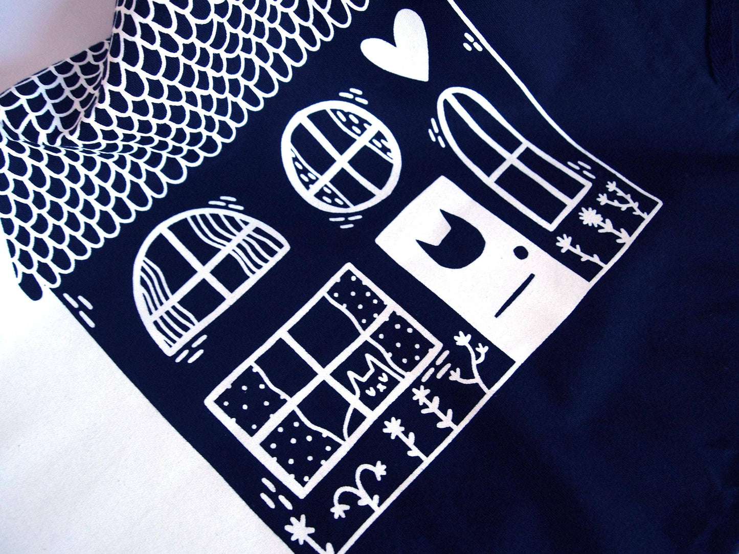 I Like Cats | Cotton Screen Printed Tea Towel | Cat and House