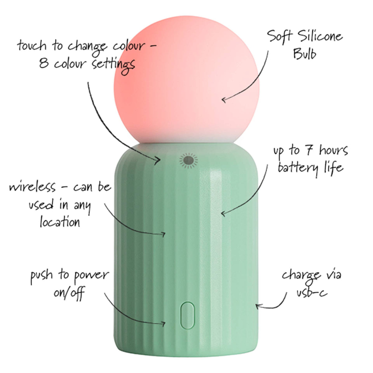 Lund Living | Mini Rechargeable Colour-Changing Lamp |  Mint