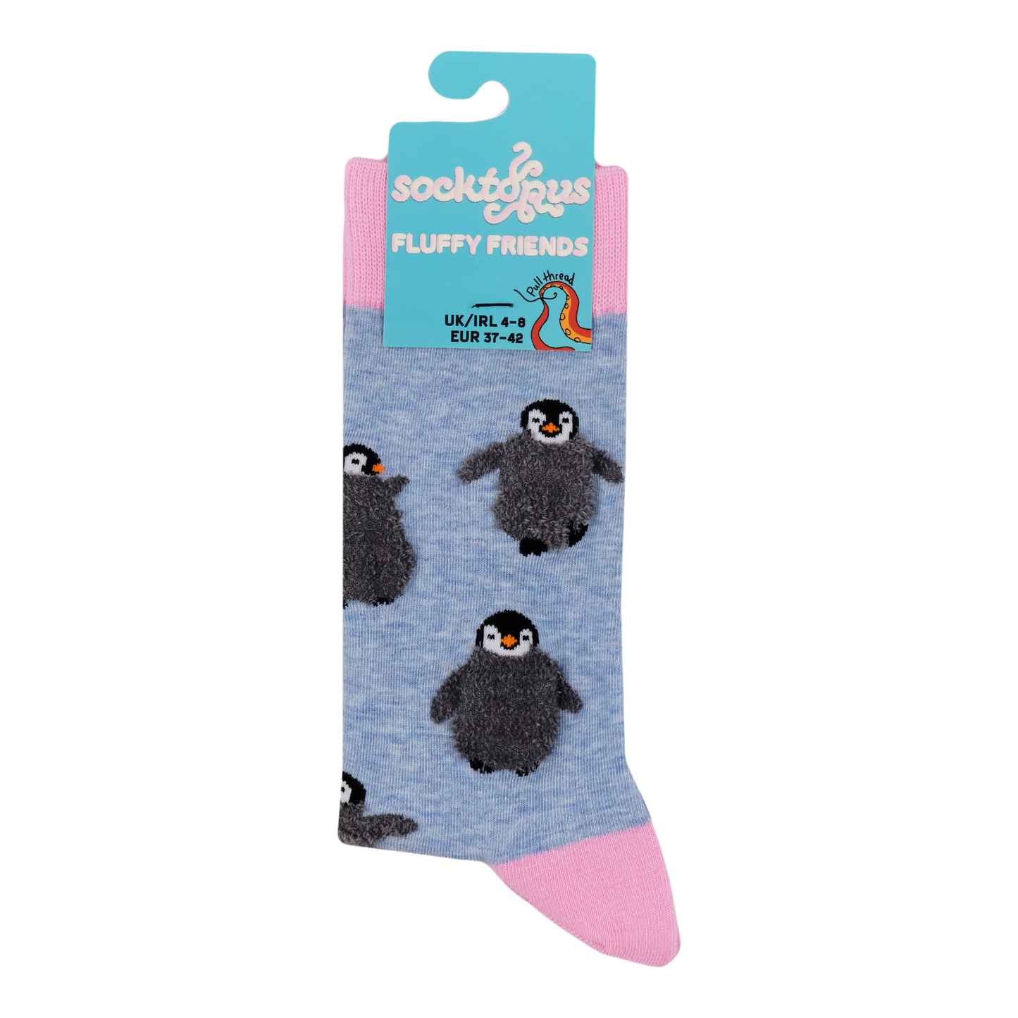 Socktopus | Fluffy Penguin | Blue Marl | S UK 4-8