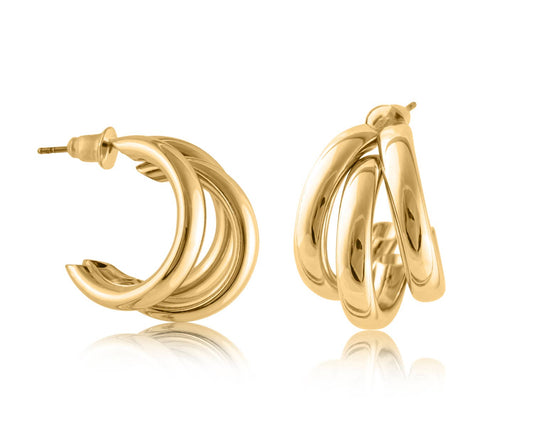Big Metal London | Earrings | Gisele Tubular Plated Brass | Gold