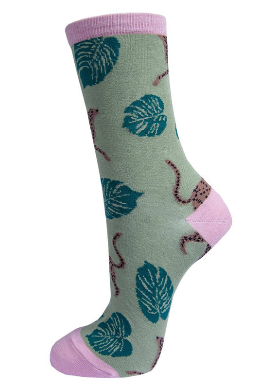 Sock Talk | Women's Bamboo Ankle Socks Leopard Print Cheetah Animal Sock