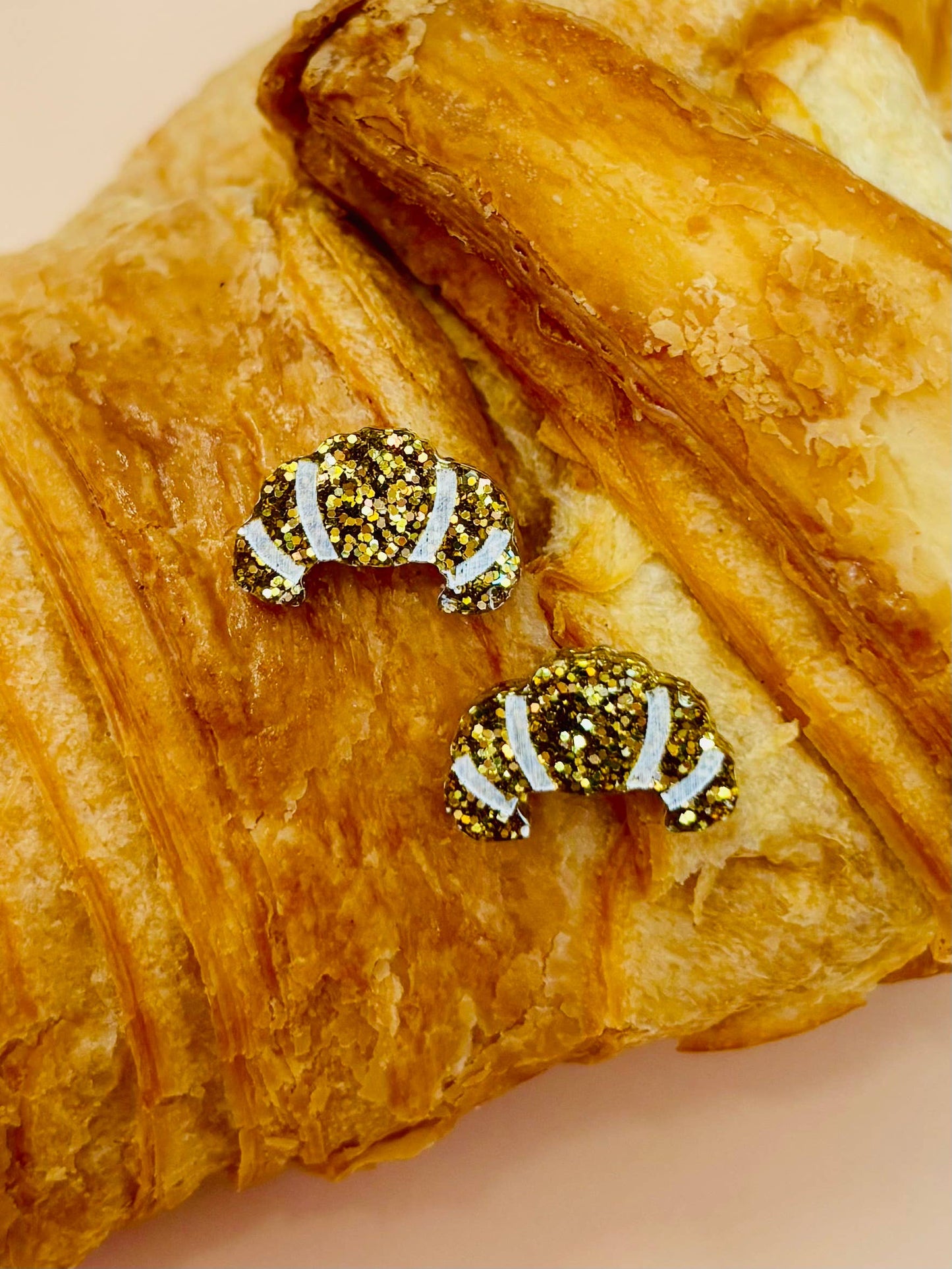 By Heather Filby | Glitter Stud Earrings | Croissant
