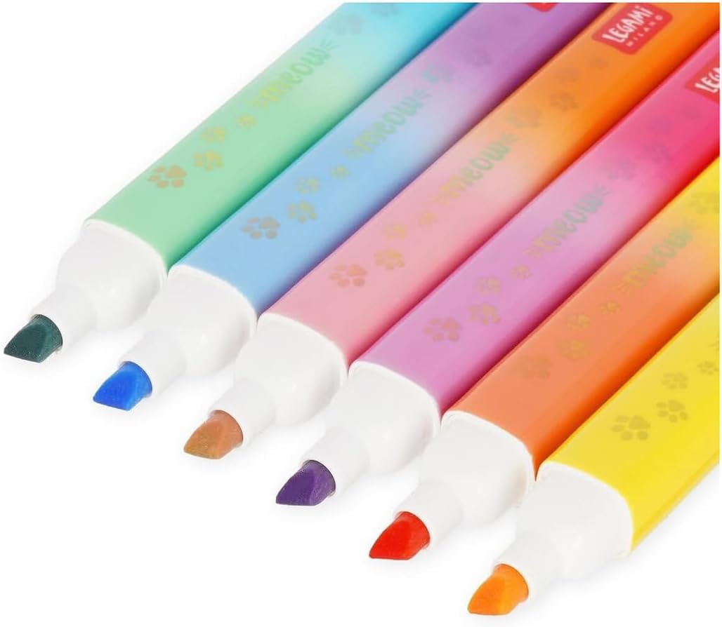Legami | Kitty Dual Chisel Tip Highlighters | Set of 6