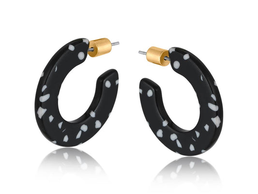 Big Metal London | Marseille Flat Resin Hoop Earrings | Black