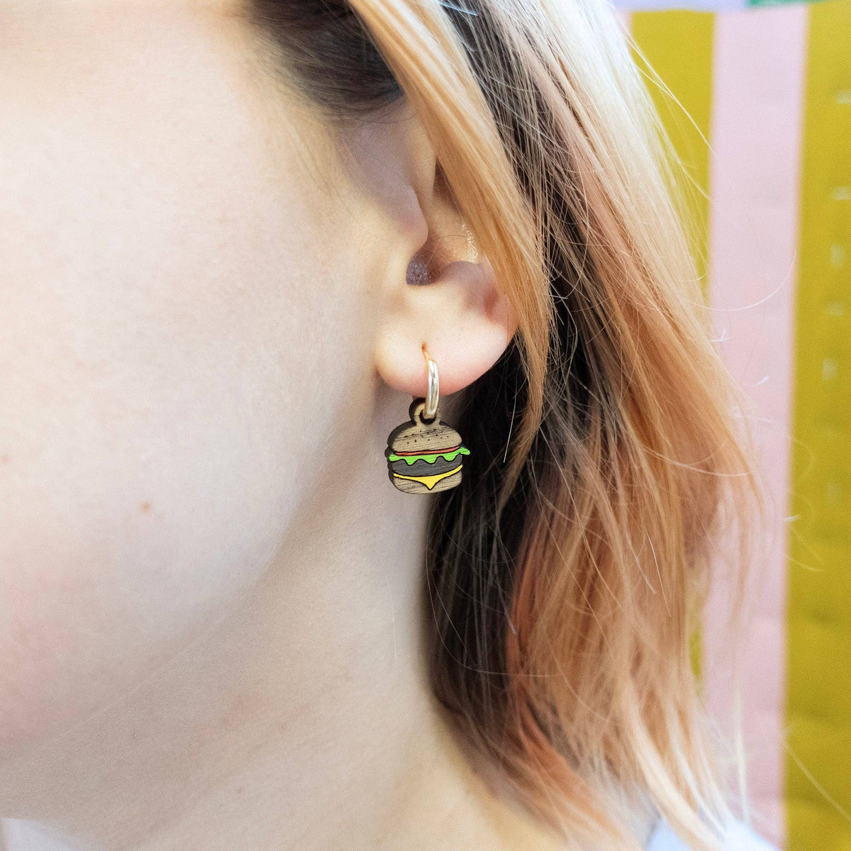 Silly Loaf | Burger & Fries Huggie Earrings