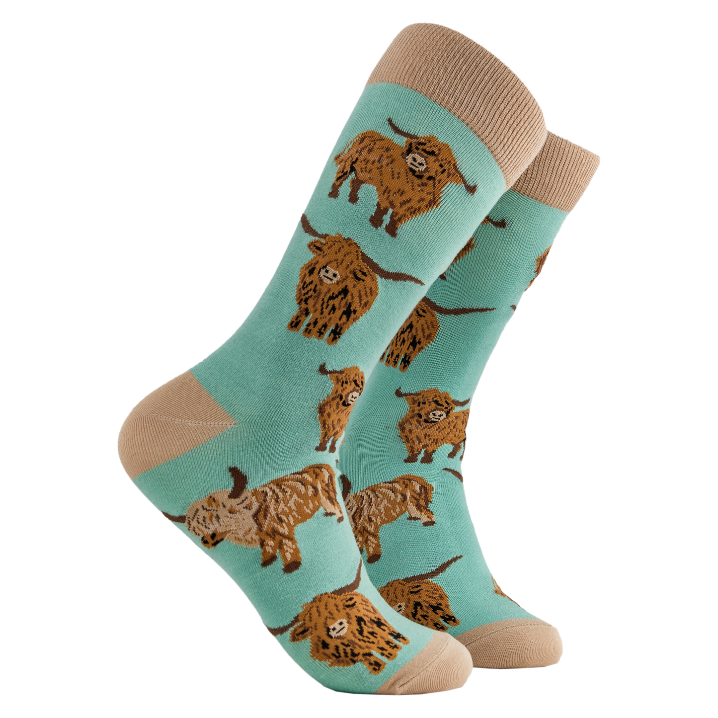 Socktopus | Highland Cow Mint Green | S UK 4-8