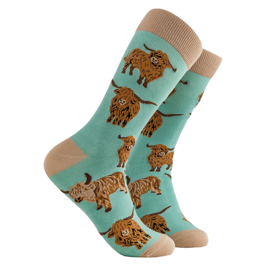 Socktopus | Highland Cow Mint Green | S UK 4-8