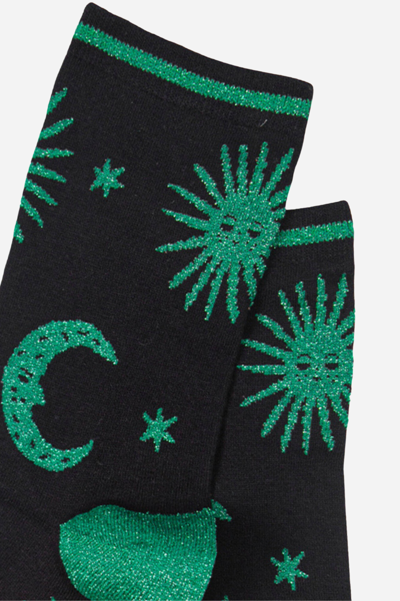 Sock Talk | Green Women's Glitter Celestial Print Bamboo Socks