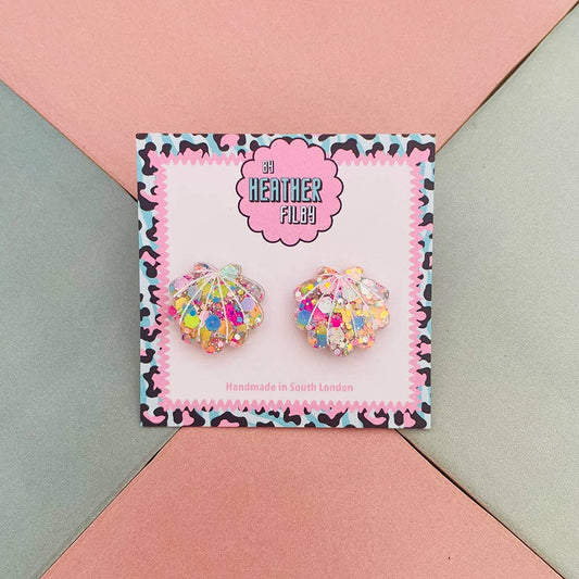 By Heather Filby | Glitter Stud Earrings | Shell (Coral)