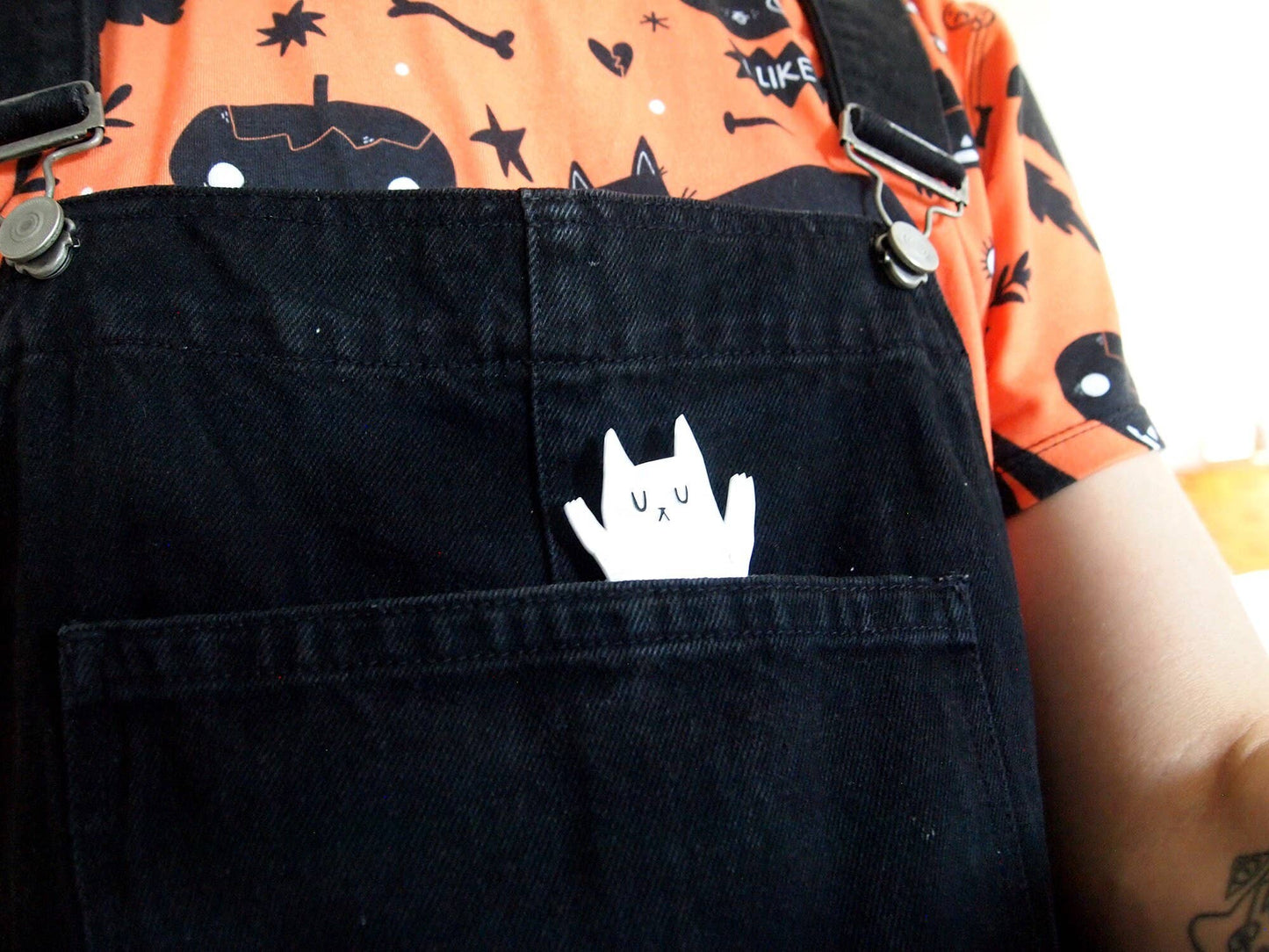 I Like Cats | Laser Cut Acrylic Brooch | Ghost Cat