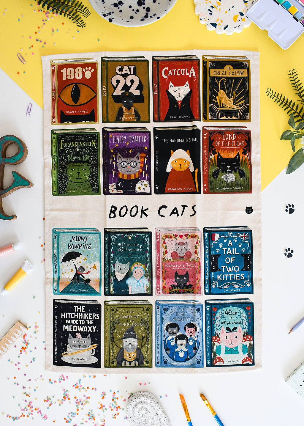 Niaski | Tea Towel | Book Cats