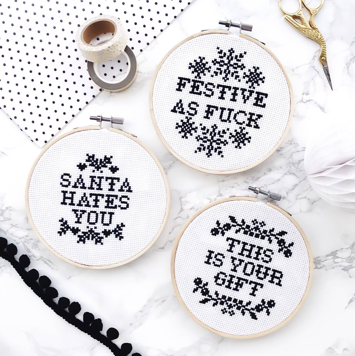 Innocent Bones | Cross Stitch Kit | Festive As Fuck