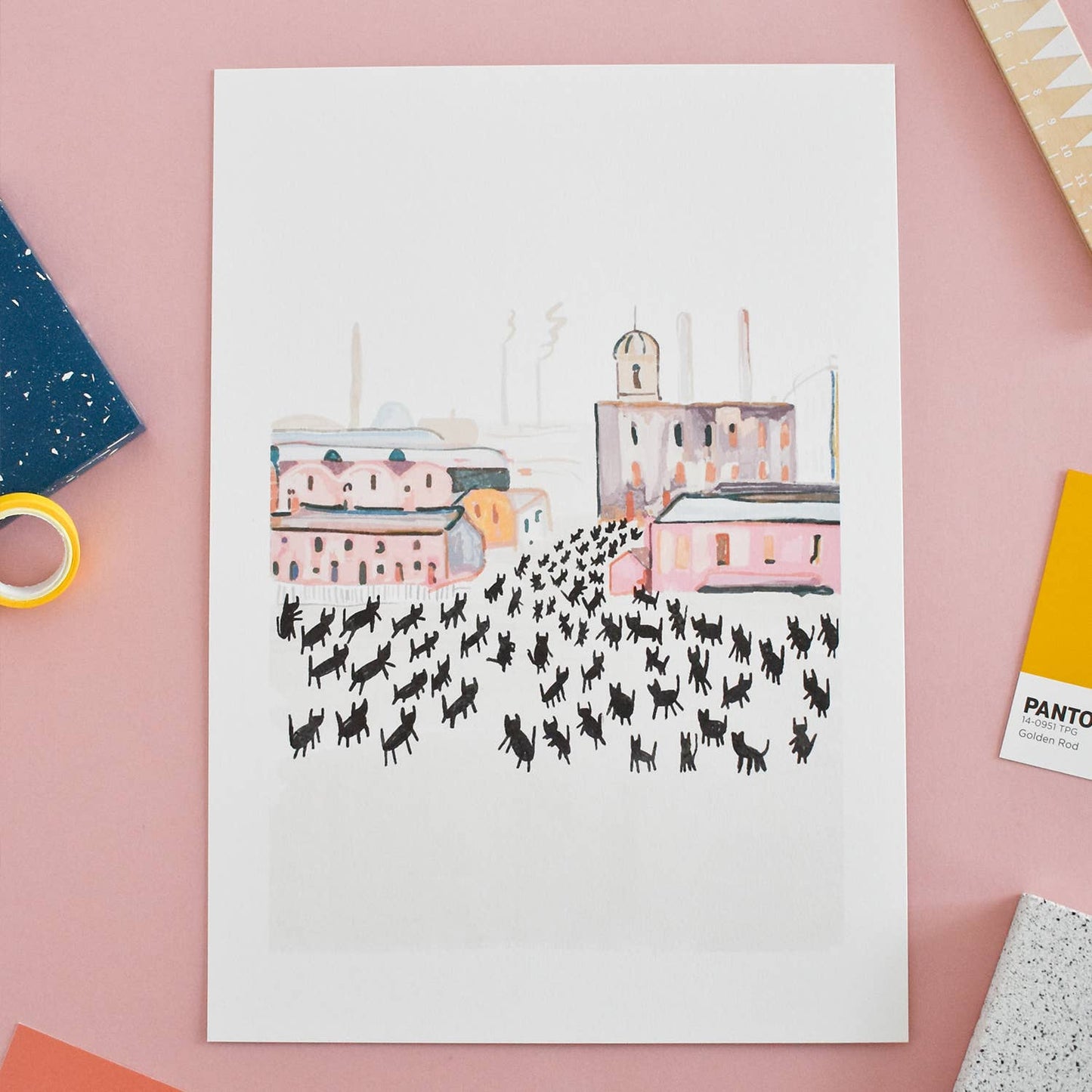 Niaski | A4 Print | Meowry Cats at Work