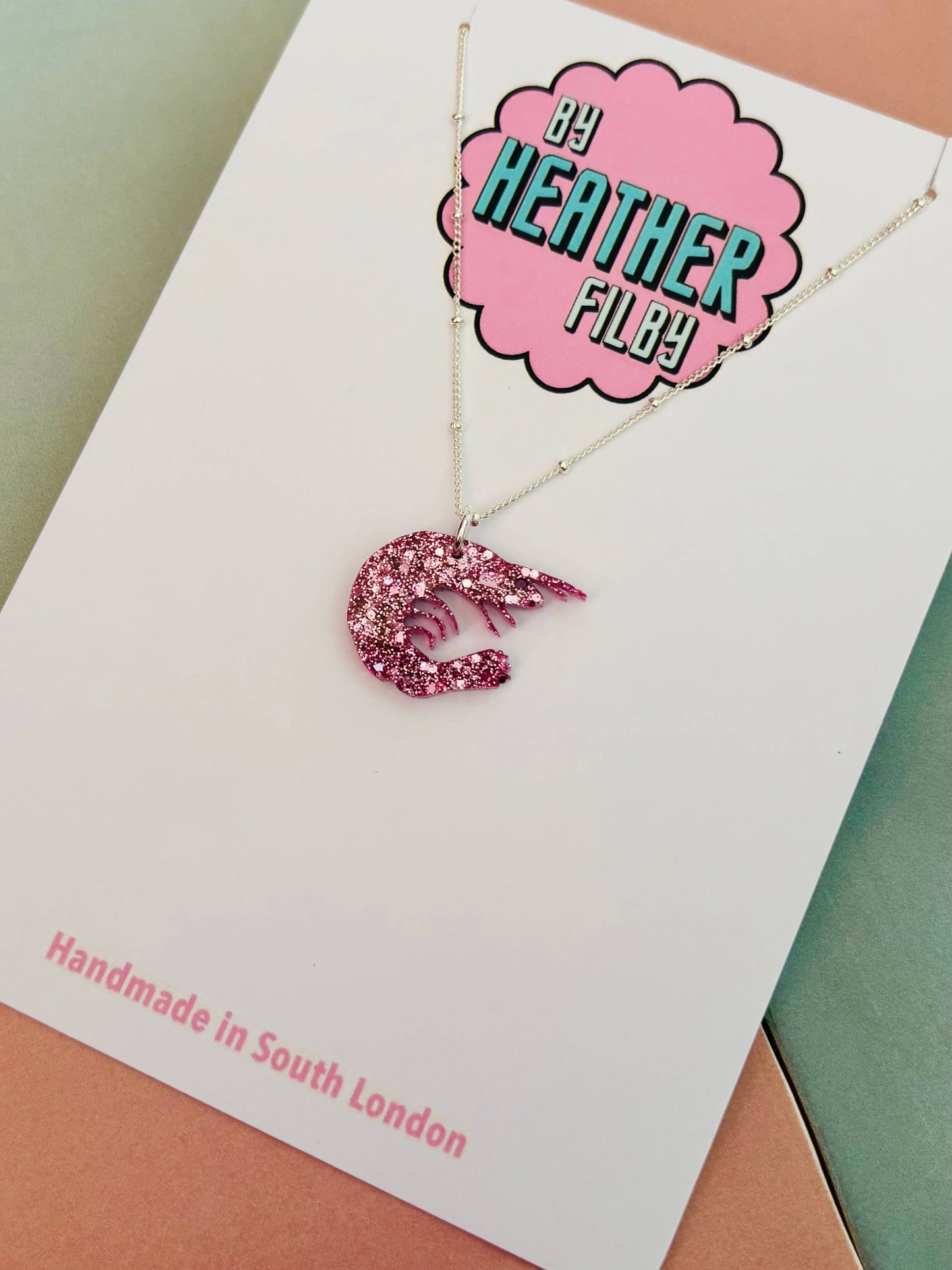 By Heather Filby | Glitter Charm Necklace | Shrimp