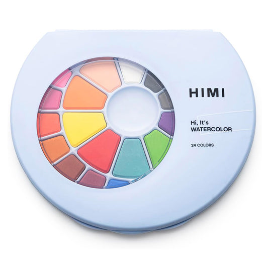 Himi | Solid Watercolour Palette | 24 x Colours (Blue Case)