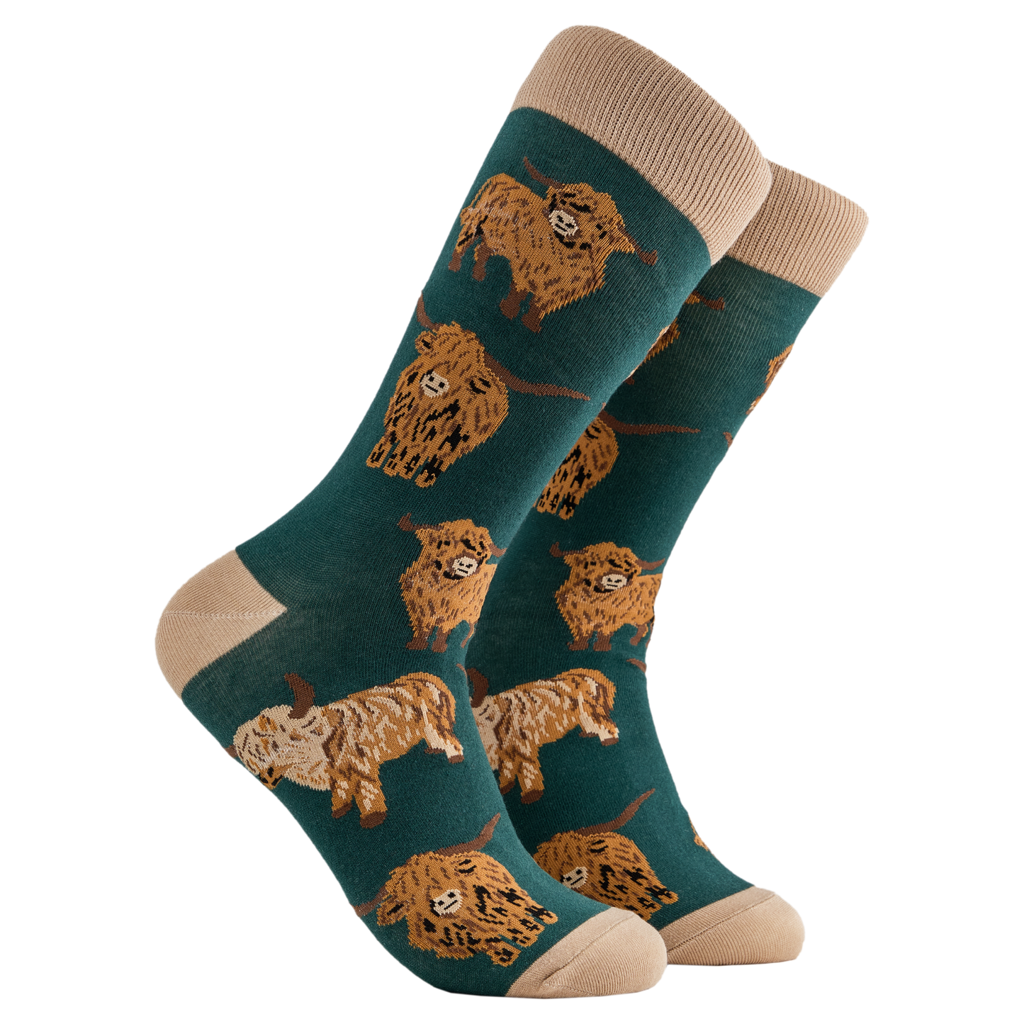 Socktopus | Highland Cow Dark Green | L UK 9-12