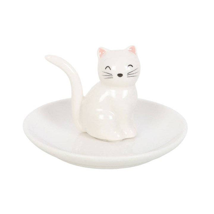 White Cat Trinket Dish & Ring Holder