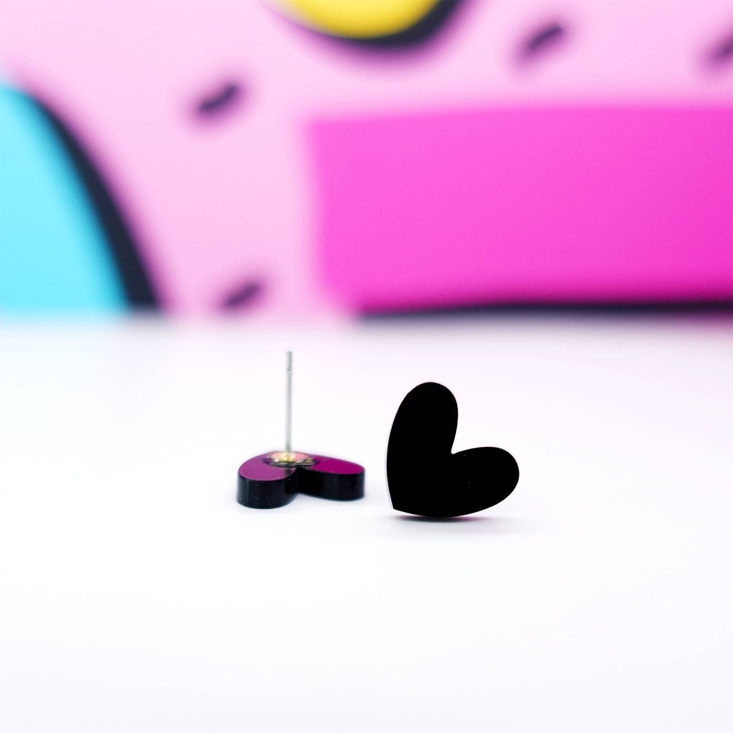 Silly Loaf | Black Heart Stud Earrings