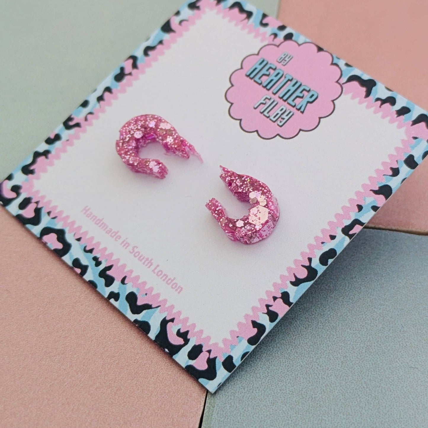 By Heather Filby | Glitter Stud Earrings | Shrimp