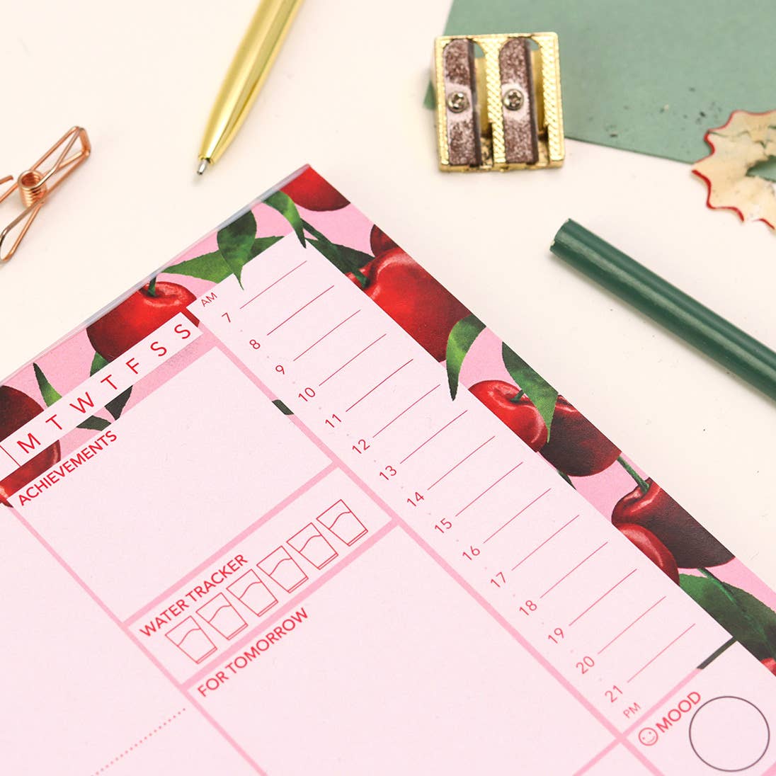 Fawn & Thistle | Daily Desk Pad Planner | Cherries