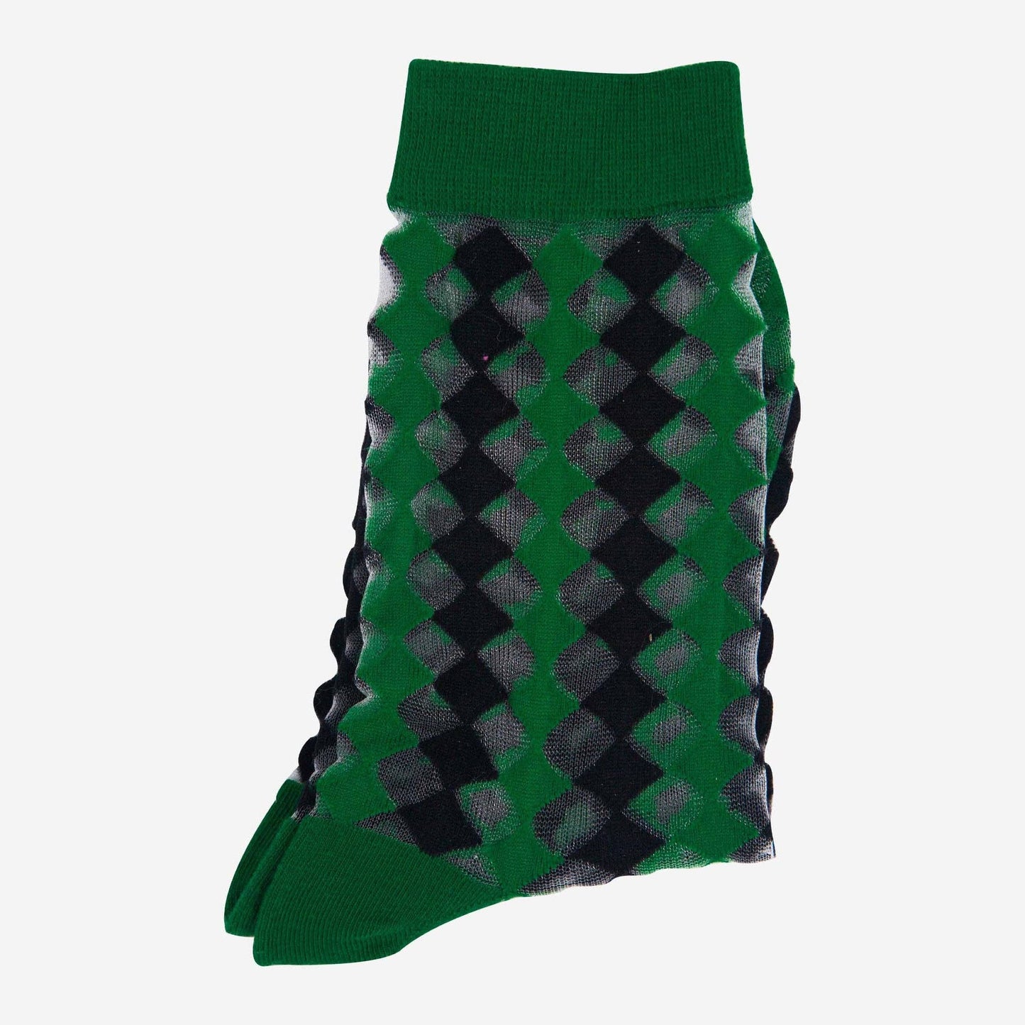 Sock Talk | Women's Sheer Ankle Socks | Green/Black, Diamond | UK 3-7